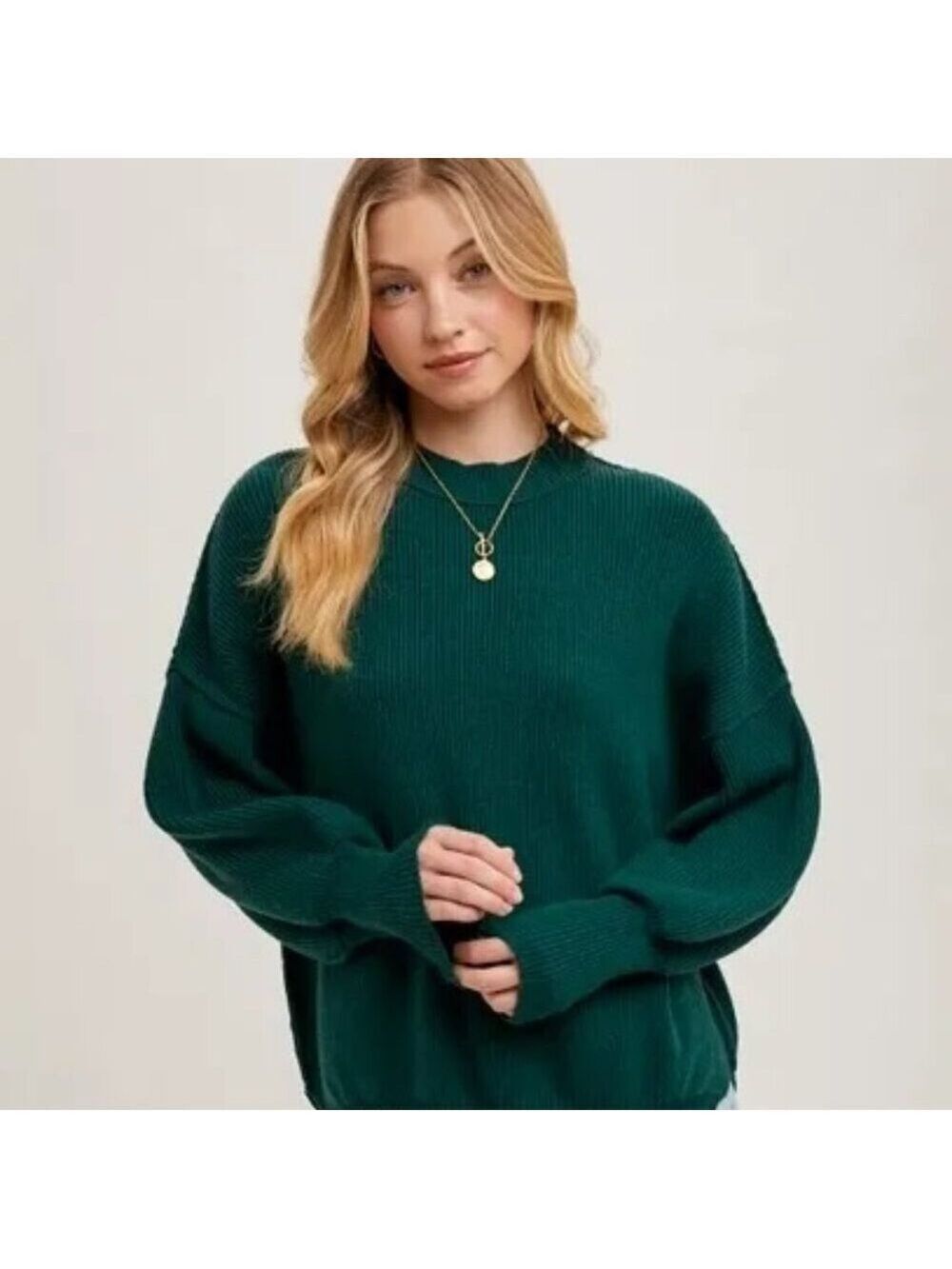 CLEAR OUT!! Ribbed Mock Neck Pullover - Picture 3 of 9